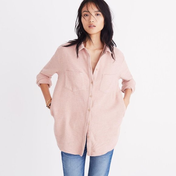 ✨SOLD✨ Madewell Pink Flannel Sunday Button Down Shirt Sz XS - Picture 1 of 7